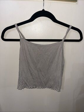 SWS Essentials Women’s Light Beige Ribbed Cropped Tank Top — Size M